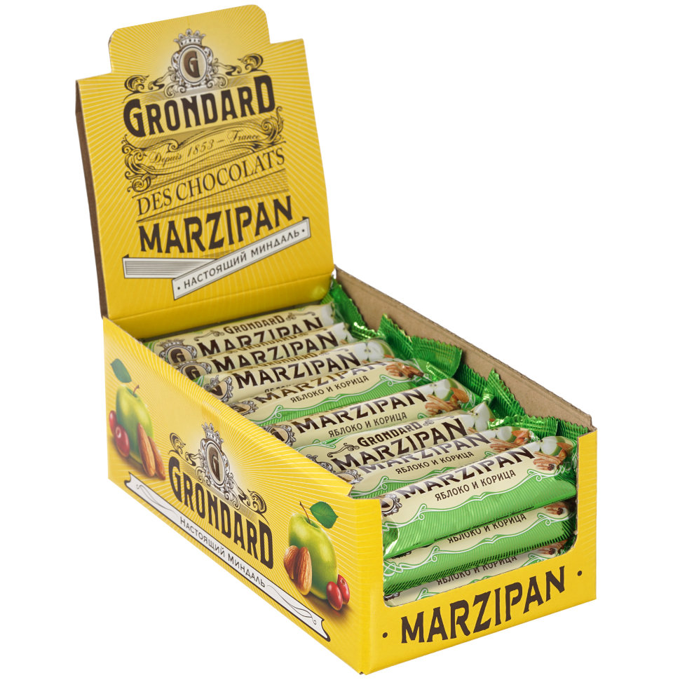  TM Grondard     (9388) Батончики глазированные Марципановые Яблоко-Корица, (24шт по 50г)     в Новоалтайске
