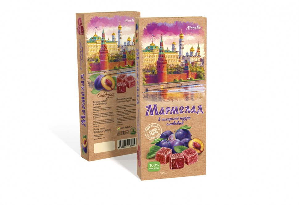  Сладарт Мармелад Сливовый МОСКВА в сахарной пудре (642), 200г   в Новоалтайске